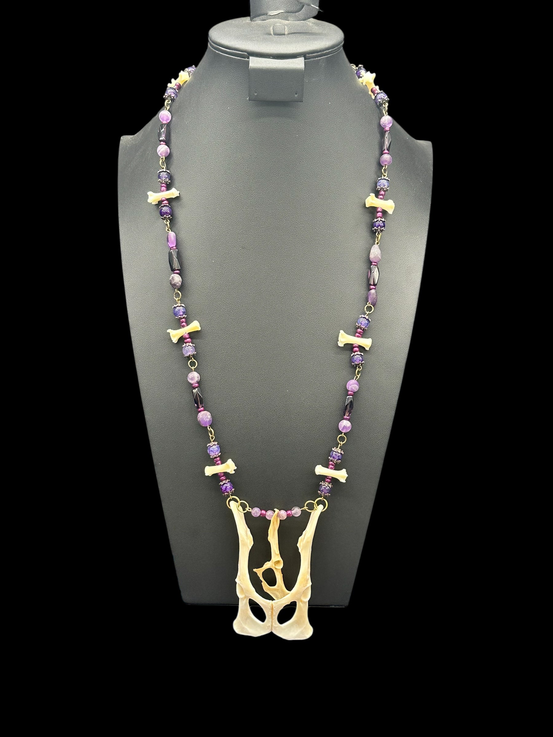 Cat Bones & Amethyst Necklace
